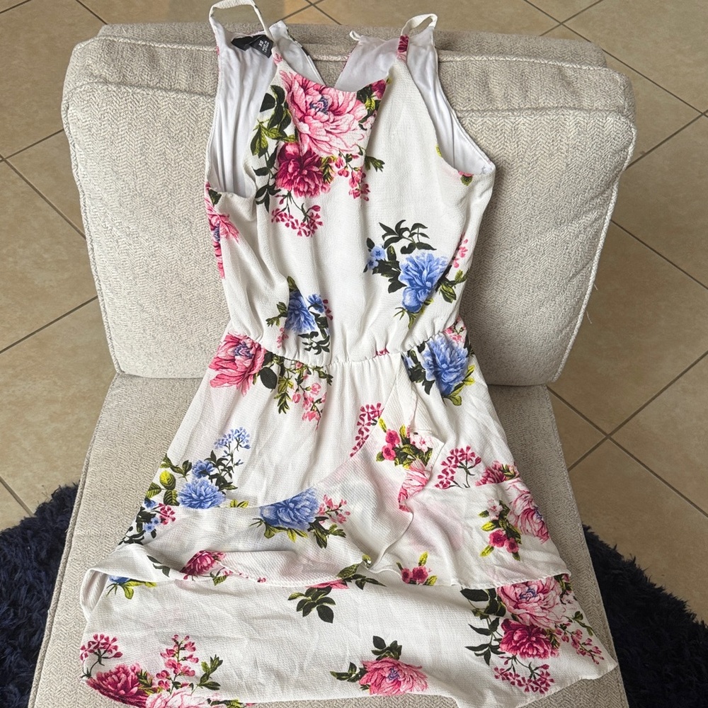 Iz Byer White and Pink Floral Dress
